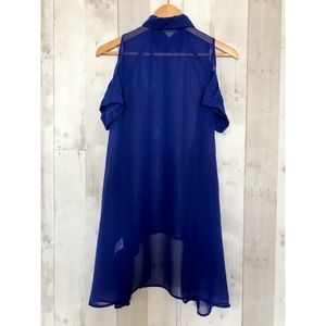 S O L D | Sheer High-low Cold Shoulder Blouse